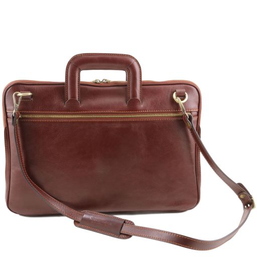 Dark Brown leather Messenger Bags Caserta - by Tuscany Leather