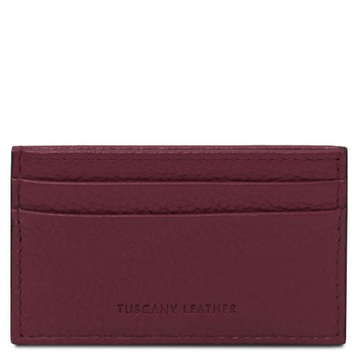 Bordeaux leather Travel Accessories Leather card by Tuscany Leather
