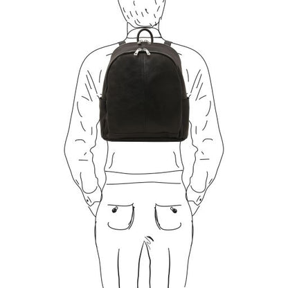 Dark Brown leather Backpacks Canberra - by Tuscany Leather
