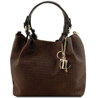 TL KeyLuck - Woven printed leather shopping bag