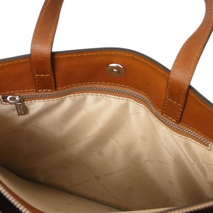 Palermo - Leather briefcase 3 compartments for women
