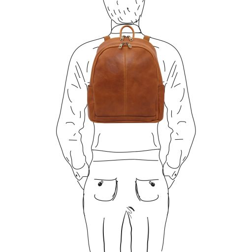 Dark Brown leather Backpacks Canberra - by Tuscany Leather
