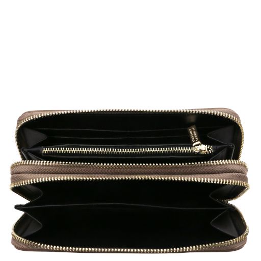 Gaia - Double zip around leather wallet