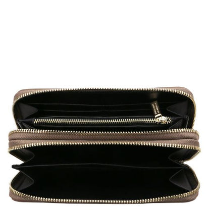 Gaia - Double zip around leather wallet