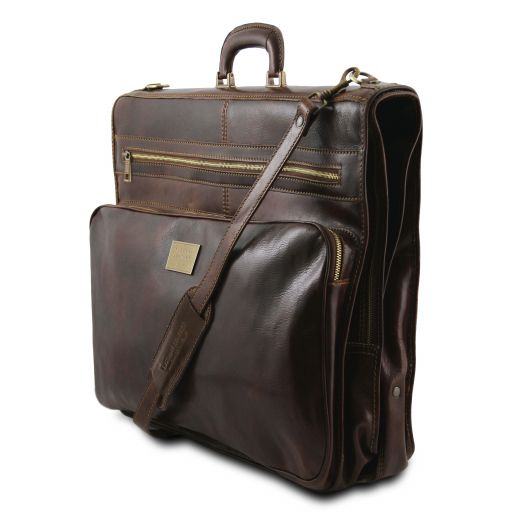Dark Brown leather Garment Bags Papeete - by Tuscany Leather