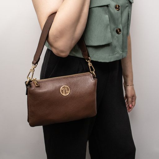 Dark Taupe leather Handbags Sia - by Tuscany Leather