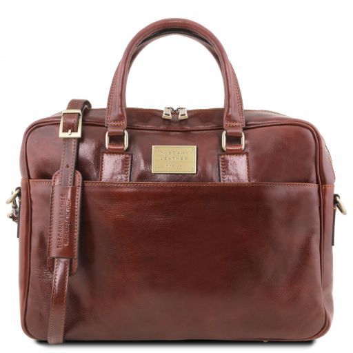 Brown leather Laptop Bags Urbino - by Tuscany Leather