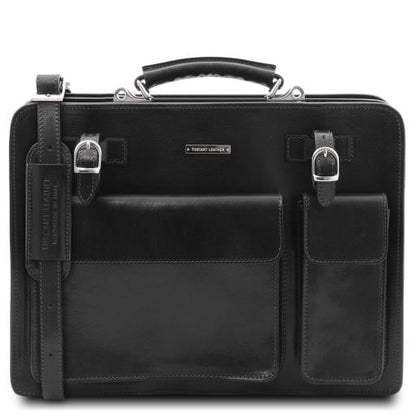 Black leather Briefcases Venezia - by Tuscany Leather