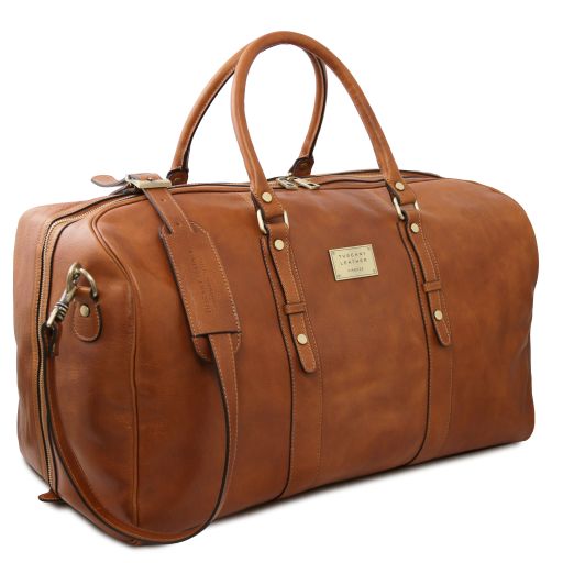 Dark Brown leather Duffel Bags Francoforte - by Tuscany Leather