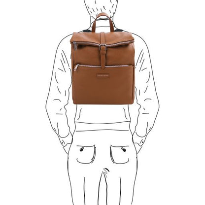 Light Blue leather Backpacks Denver - by Tuscany Leather
