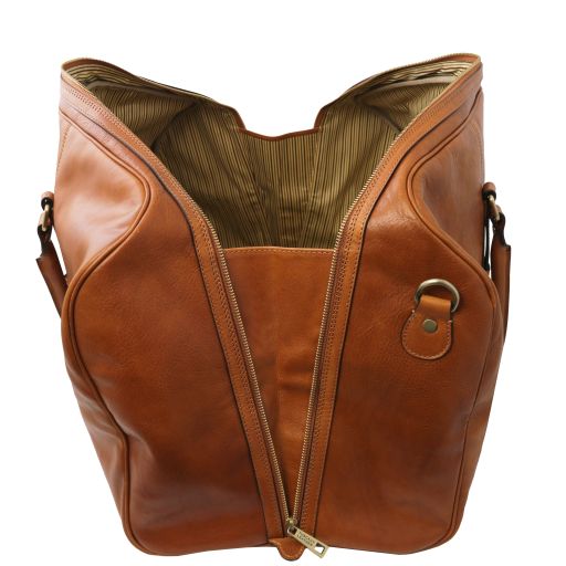 Dark Brown leather Duffel Bags Francoforte - by Tuscany Leather