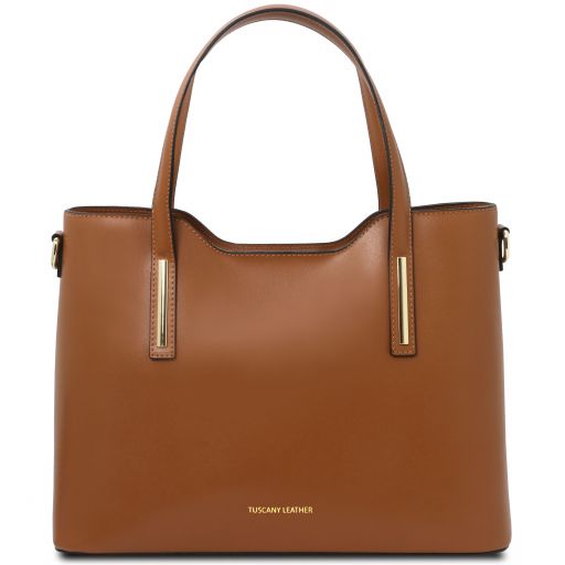 Cognac leather Handbags Olimpia - by Tuscany Leather