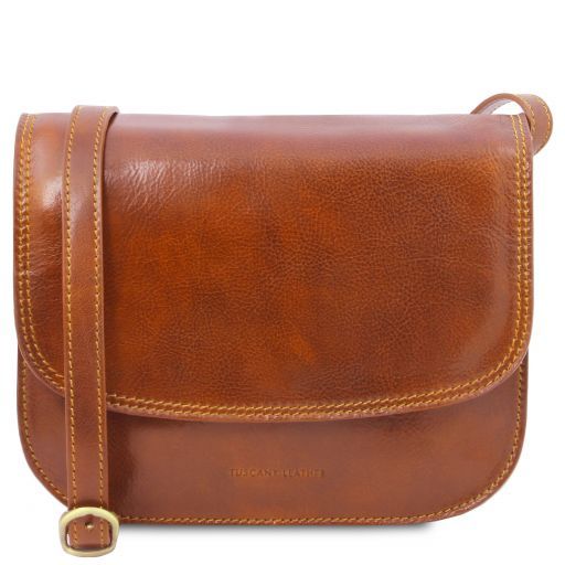 Honey leather Shoulder Bags Greta - by Tuscany Leather