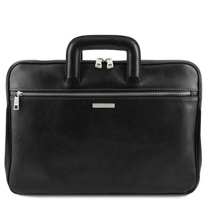 Black leather Messenger Bags Caserta - by Tuscany Leather