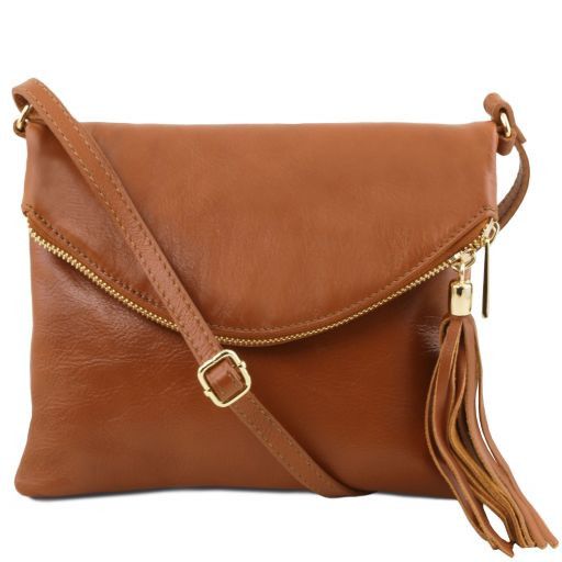 Cognac leather Shoulder Bags TL Young by Tuscany Leather