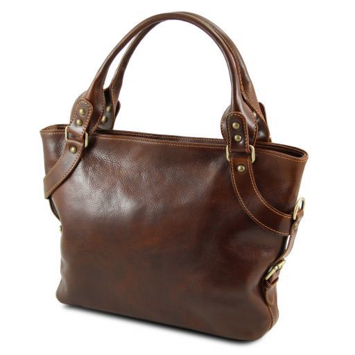 Brown leather Shoulder Bags Ilenia - by Tuscany Leather