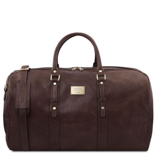 Dark Brown leather Duffel Bags Francoforte - by Tuscany Leather