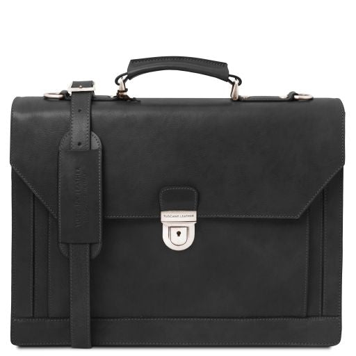 Black leather Briefcases Cremona - by Tuscany Leather