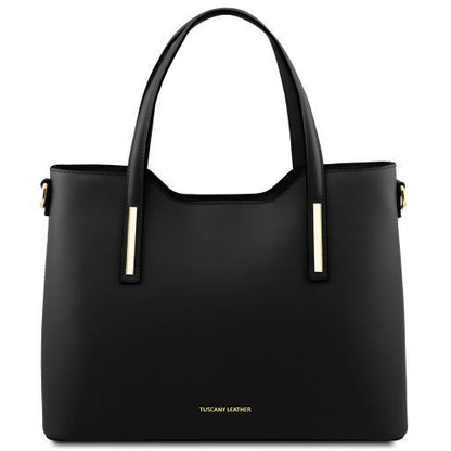 Black leather Handbags Olimpia - by Tuscany Leather