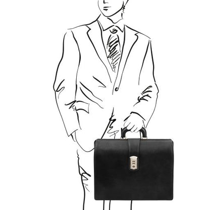 Dark Brown leather Doctor Bags Canova - by Tuscany Leather