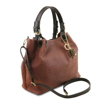 TL KeyLuck - Woven printed leather shopping bag
