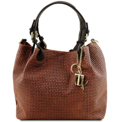 TL KeyLuck - Woven printed leather shopping bag