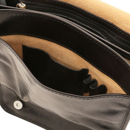 TL Messenger - Two compartments leather shoulder bag