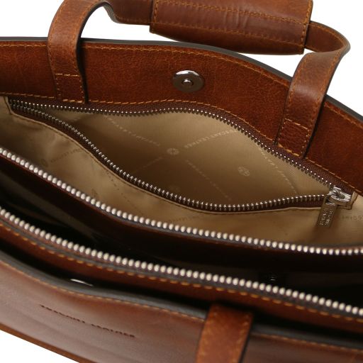 Palermo - Leather briefcase 3 compartments for women