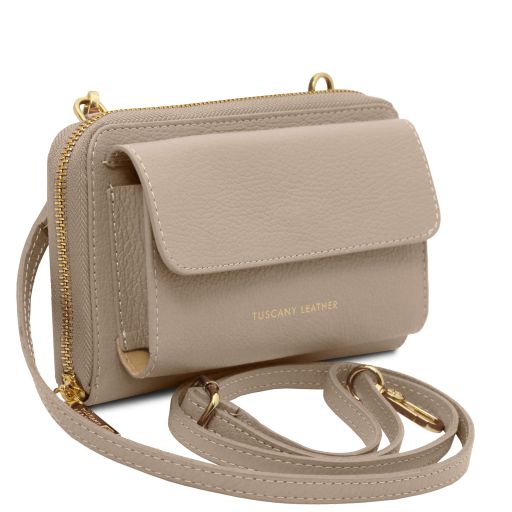 Urania - Leather wallet/phone holder with strap