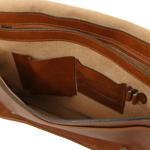 TL Messenger - Two compartments leather shoulder bag - Large size