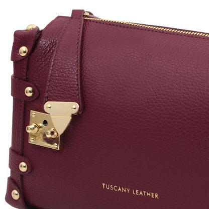 Dark Blue leather Handbags Praline - by Tuscany Leather