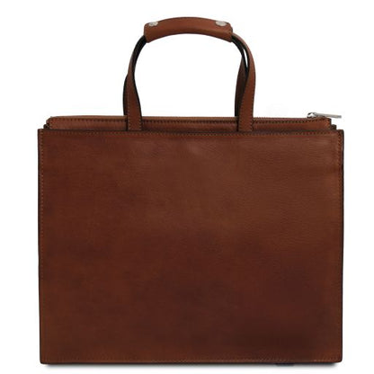 Palermo - Leather briefcase 3 compartments for women