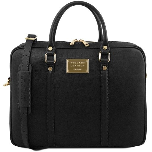 Black leather Laptop Bags Prato - by Tuscany Leather