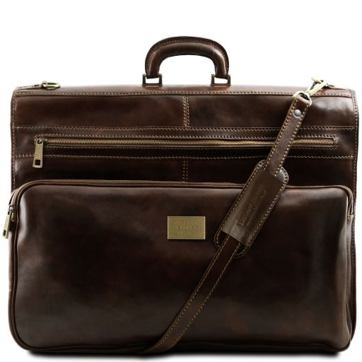 Dark Brown leather Garment Bags Papeete - by Tuscany Leather
