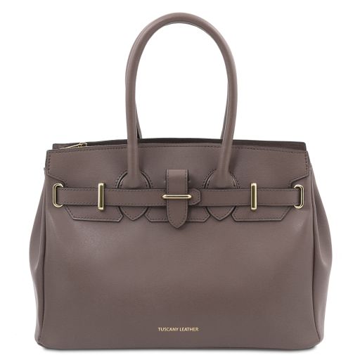 Dark Taupe leather Handbags TL by Tuscany Leather