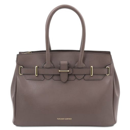 Dark Taupe leather Handbags TL by Tuscany Leather