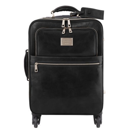 Black leather Suitcases TL Voyager by Tuscany Leather