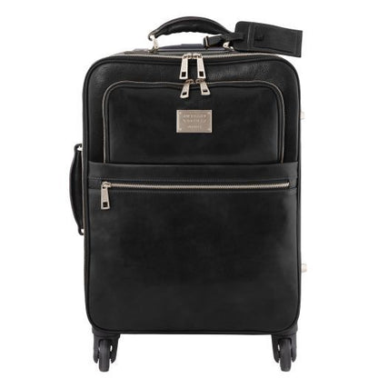 Black leather Suitcases TL Voyager by Tuscany Leather