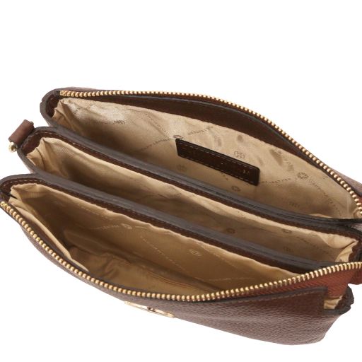 Dark Taupe leather Handbags Sia - by Tuscany Leather