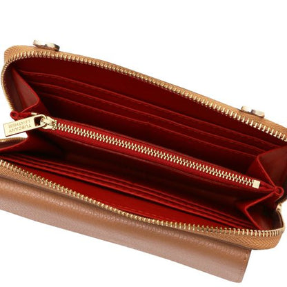 Urania - Leather wallet/phone holder with strap