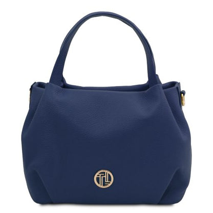 Dark Blue leather Handbags Nora - by Tuscany Leather