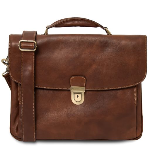Brown leather Laptop Bags Alessandria - by Tuscany Leather