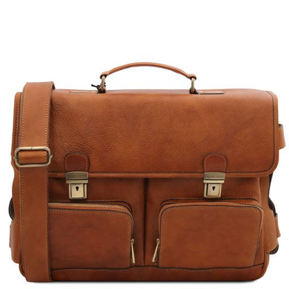 Ventimiglia - Leather multi compartment TL SMART briefcase with front pockets