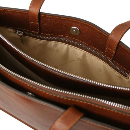 Palermo - Leather briefcase 3 compartments for women