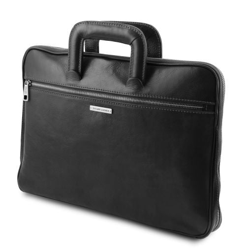 Dark Brown leather Messenger Bags Caserta - by Tuscany Leather