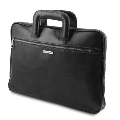 Dark Brown leather Messenger Bags Caserta - by Tuscany Leather