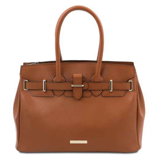 Cognac leather Handbags TL by Tuscany Leather