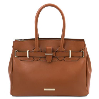 Cognac leather Handbags TL by Tuscany Leather