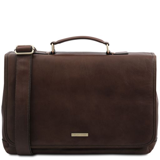 Dark Brown leather Briefcases Mantova - by Tuscany Leather