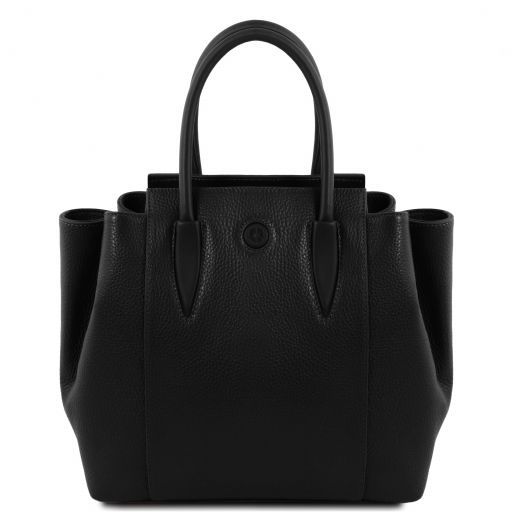 Black leather Handbags Tulipan - by Tuscany Leather
